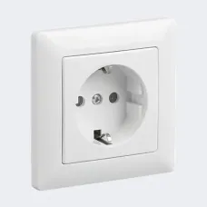 Розетка із заземленням, з рамкою, IP44, з кришкою, білий