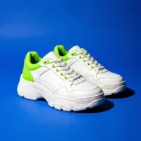 Кросівки Overa Chunky Low, шкіра, білий / лайм